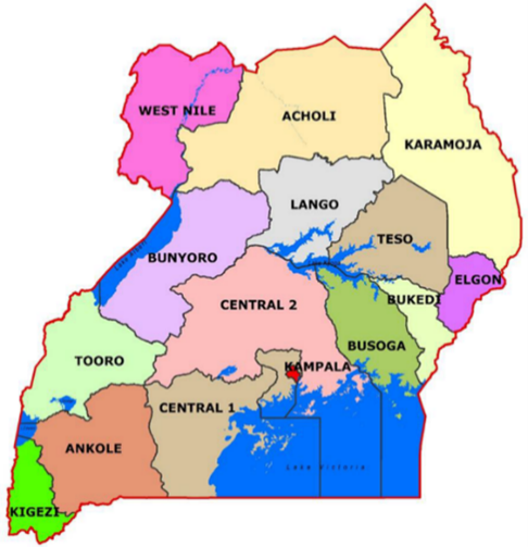 Uganda Sub-regions Map